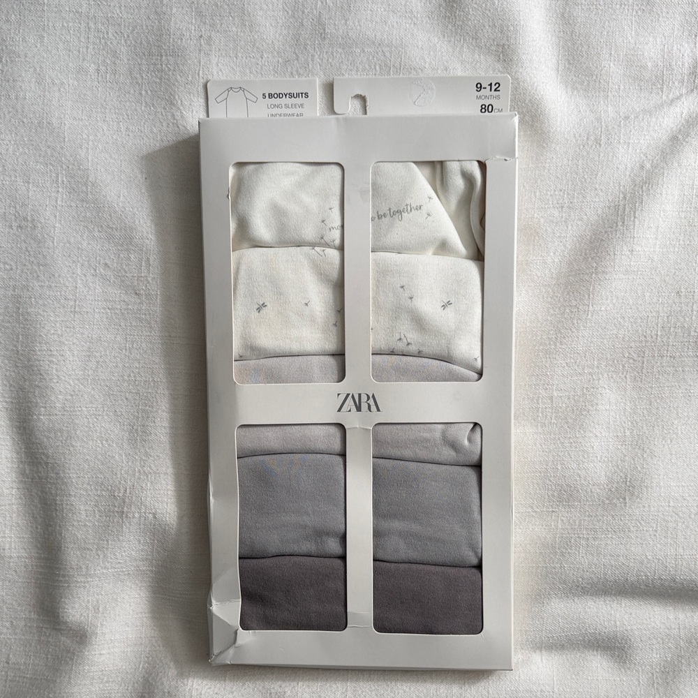 Zara Baby Bodysuit in Gray and White. 5 Pack.
